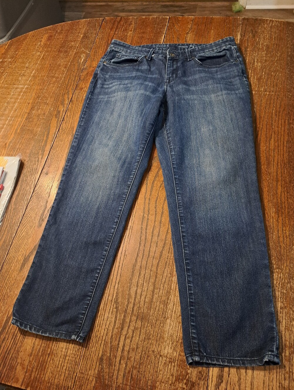 Sonoma Favorite Boyfriend Jeans Medium Wash Blue Denim Stretch Pants Size 10